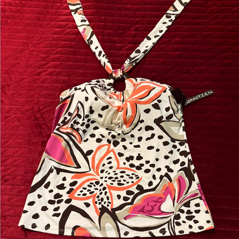 Jantzen O Ring Halter Swim Top with Colorful Butterfly Pattern Size 10 NWT
